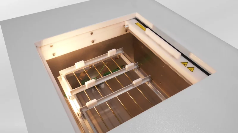 MiniLab gate open top view to carrier
